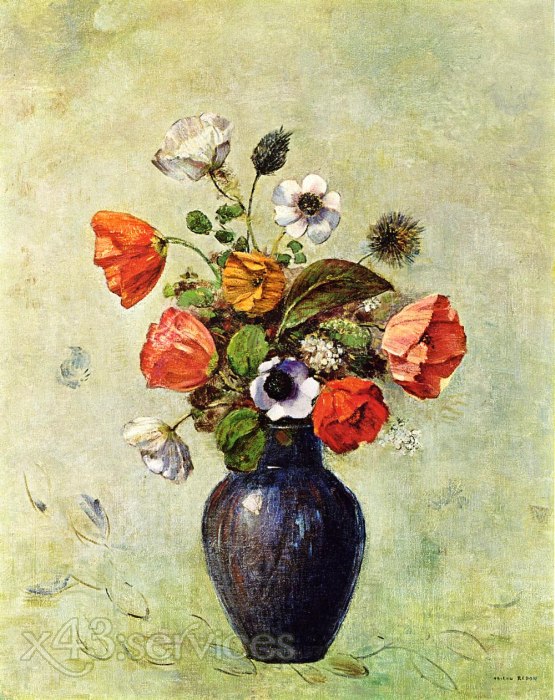 Odilon Redon - Anemonen und Mohnblumen in einer Vase - Anemones and Poppies in a Vase